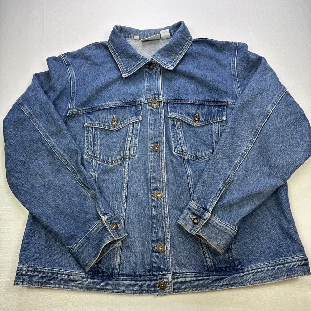 Vintage Elisabeth Liz Claiborne Denim Jacket Womens Size 1X 90s Trucker #0248